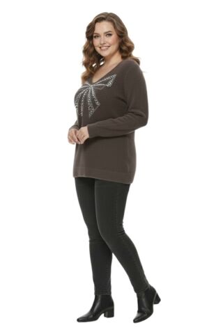 Kadın V Yaka İnci Modelli Sakallı Triko Kazak BGL-ST05078