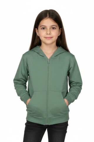 Kız Çocuk Fermuarlı Kapüşonlu Sweatshirt BGL-ST05275