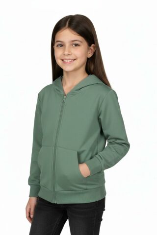 Kız Çocuk Fermuarlı Kapüşonlu Sweatshirt BGL-ST05275