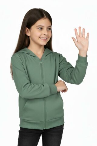 Kız Çocuk Fermuarlı Kapüşonlu Sweatshirt BGL-ST05275
