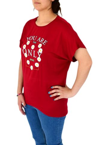 Kadın Yuvarlak Yaka Baskılı Tişört BGL-ST01975