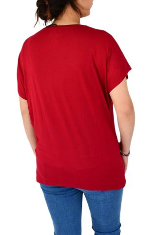 Kadın Yuvarlak Yaka Baskılı Tişört BGL-ST01975