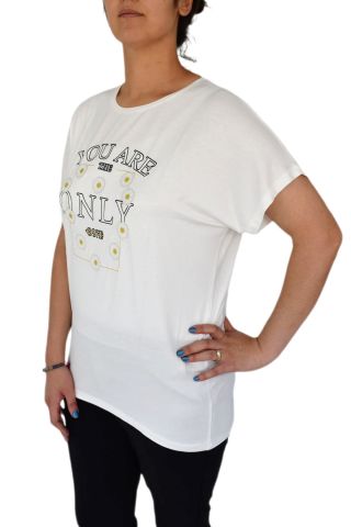 Kadın Yuvarlak Yaka Baskılı Tişört BGL-ST01975