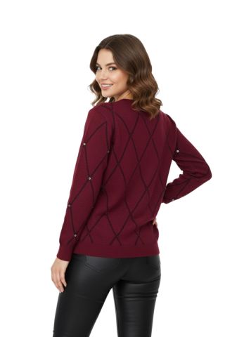 Kadın Sıfıryaka Yaka Baklava Dilim Taşlı Kazak BGL-ST05080