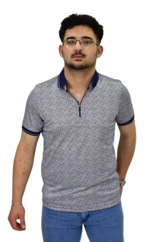 Erkek Polo Yaka Fermuarlı Merserize Jakarlı Tişört 7630 BGL-ST04538