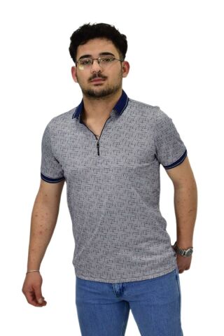 Erkek Polo Yaka Fermuarlı Merserize Jakarlı Tişört 7630 BGL-ST04538