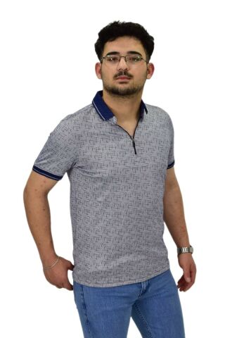 Erkek Polo Yaka Fermuarlı Merserize Jakarlı Tişört 7630 BGL-ST04538