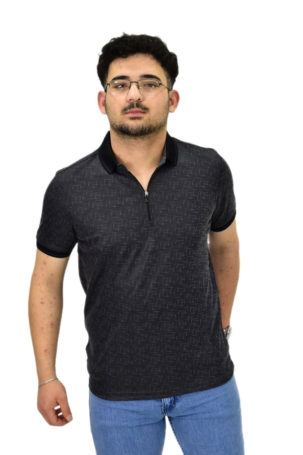 Erkek Polo Yaka Fermuarlı Merserize Jakarlı Tişört 7630 BGL-ST04538