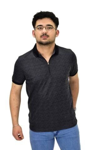 Erkek Polo Yaka Fermuarlı Merserize Jakarlı Tişört 7630 BGL-ST04538