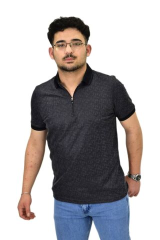 Erkek Polo Yaka Fermuarlı Merserize Jakarlı Tişört 7630 BGL-ST04538
