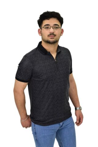 Erkek Polo Yaka Fermuarlı Merserize Jakarlı Tişört 7630 BGL-ST04538