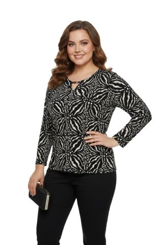 Kadın V Yaka Modelli Baskılı Bluz BGL-ST05101