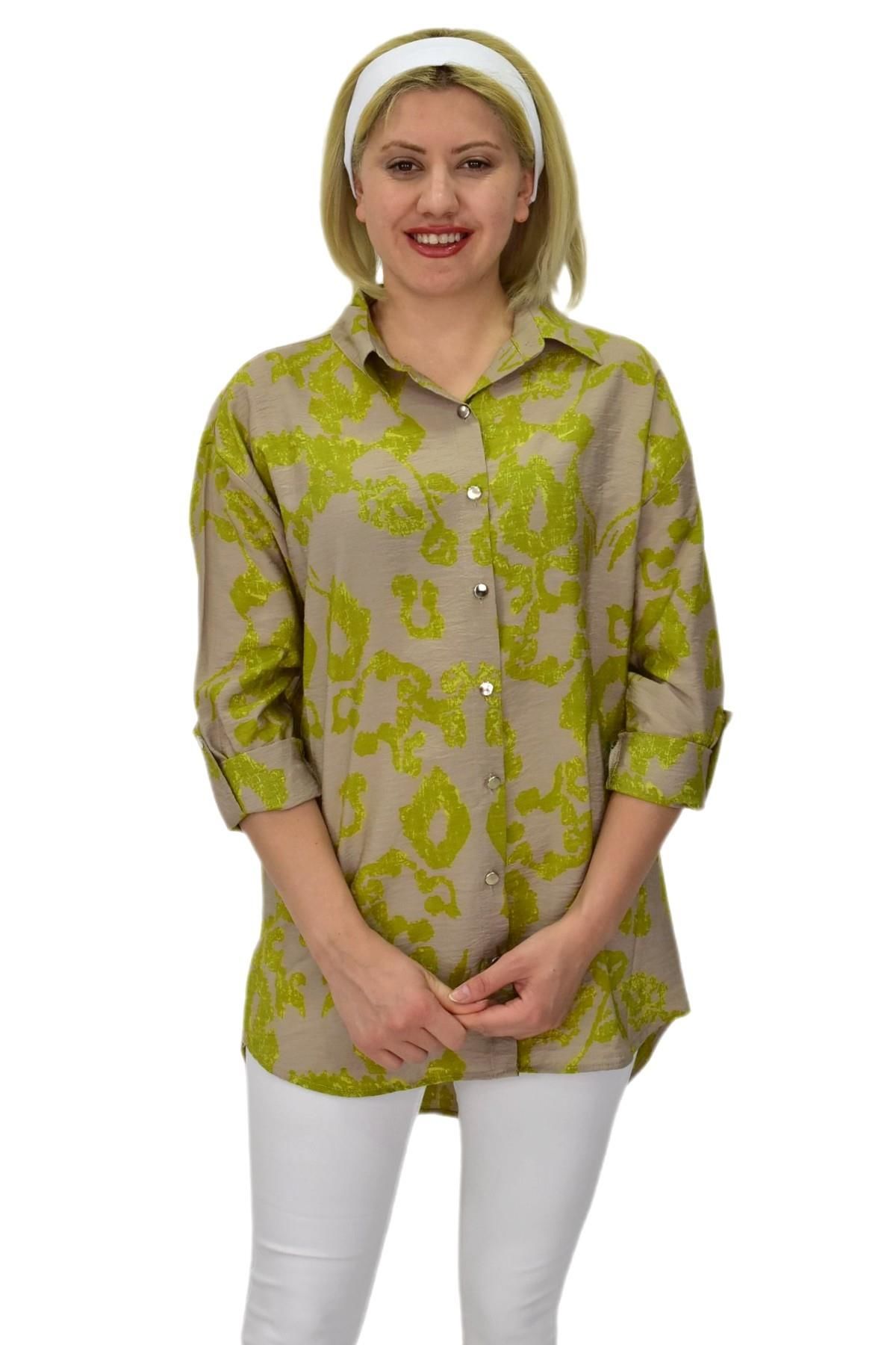 Kadın Leopar Desen Ayrobin Gömlek BGL-ST03700