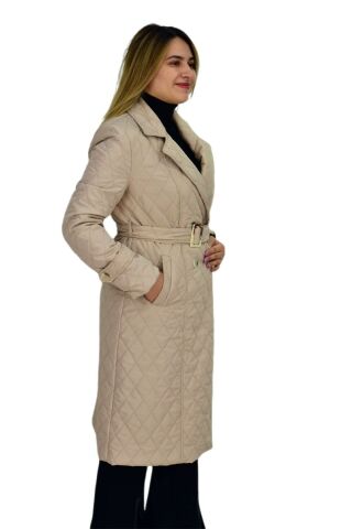 Kadın Kapitone Baklava Dikişli Kaban K3140 BGL-ST03290