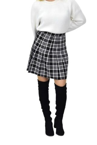 Kadın Ekose Kolej Etek Siyah Gri BGL-ST04156