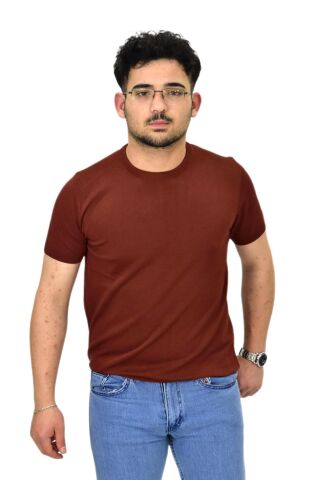 Erkek Triko Sıfır Yaka Tişört  P6035 BGL-ST04505