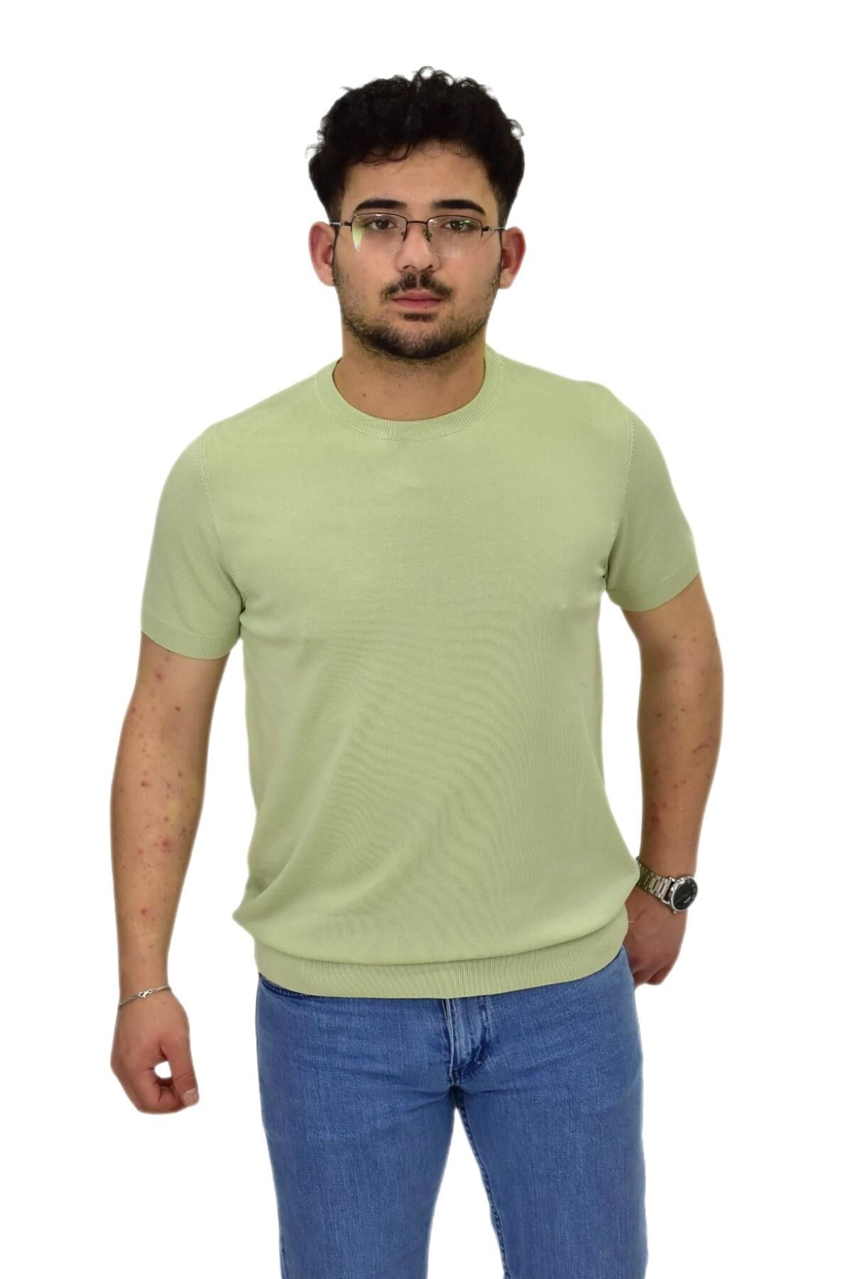 Erkek Triko Sıfır Yaka Tişört  P6035 BGL-ST04505