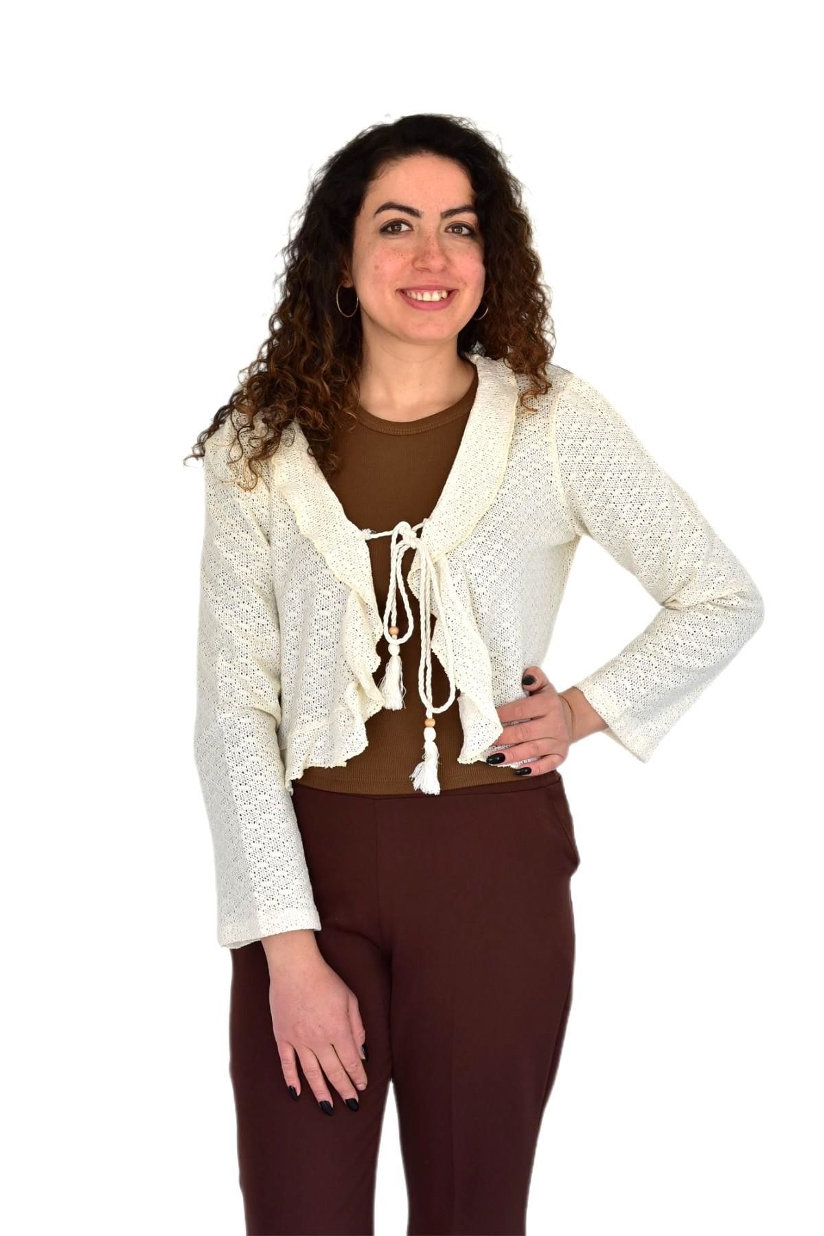 Kadın Yazlık Otantik File Bağcıklı Hırka BGL-ST04247