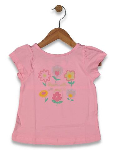 Kız Çocuk Çiçek Baskılı Tişört BGL-ST04452