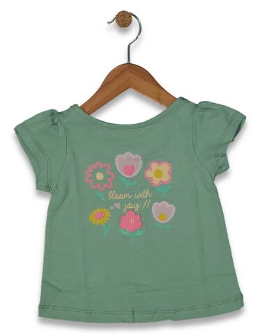 Kız Çocuk Çiçek Baskılı Tişört BGL-ST04452