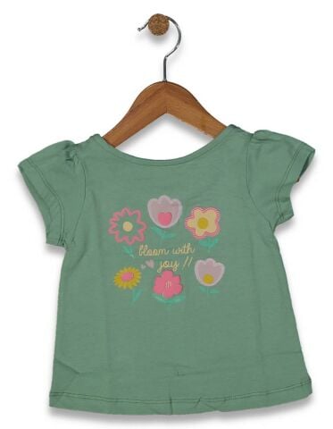 Kız Çocuk Çiçek Baskılı Tişört BGL-ST04452