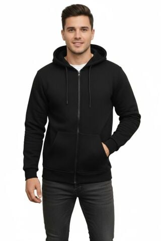Erkek Büyük Beden Kapüşonlu Fermuarlı Sweatshirt 6549 BGL-ST05012