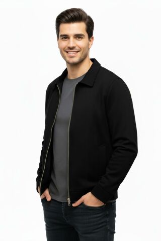 Erkek Siyah Regular Fit Mevsimlik Süet Spor Mont BGL-ST05013