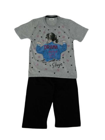 Kız Garson Boy Kısa Kol Kapri li Pijama Takım 12849 BGL-ST01181