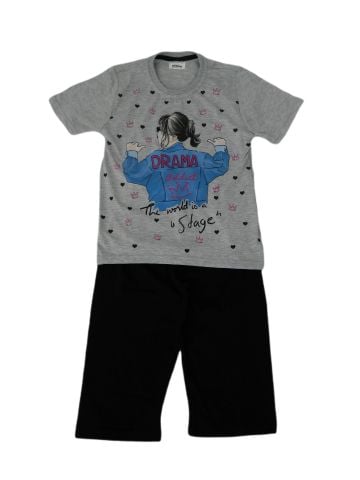 Kız Garson Boy Kısa Kol Kapri li Pijama Takım 12849 BGL-ST01181