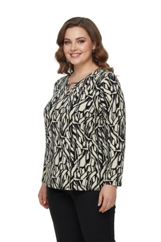 Kadın V Yaka Modelli Baskılı Bluz BGL-ST05102