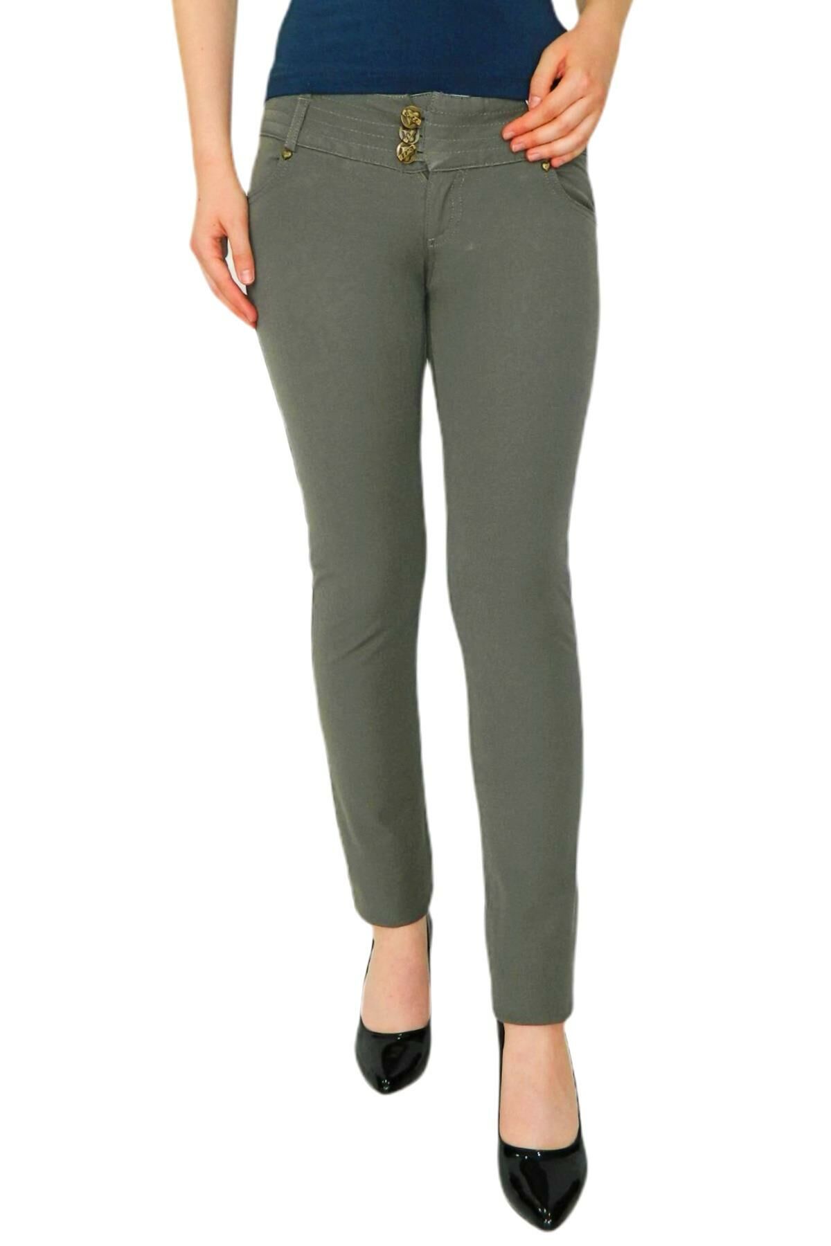 Kadın Kanvas Dar Paça Düşük Bel Pantolon 352 BGL-23615398