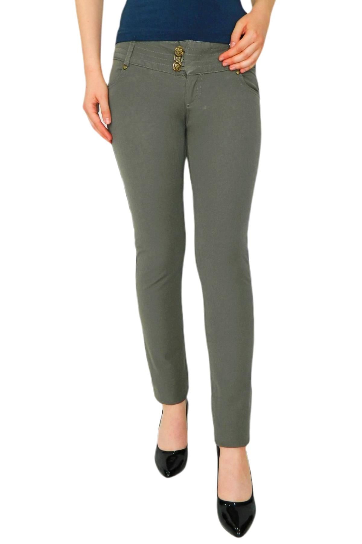 Kadın Kanvas Dar Paça Düşük Bel Pantolon 352 BGL-23615398
