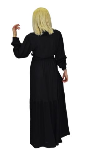 Kadın Siyah Bürümcük Uzun Kol Elbise BGL-ST03836