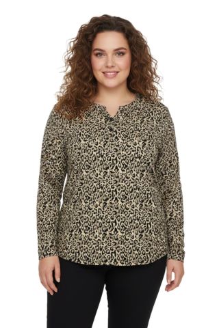 Kadın V Yaka Baskılı 2 Düğmeli Bluz BGL-ST05098