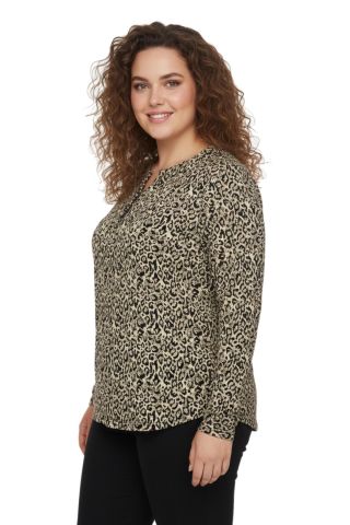 Kadın V Yaka Baskılı 2 Düğmeli Bluz BGL-ST05098