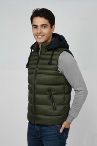 Erkek Kapüşonlu Spor Yelek 4300 BGL-ST04895