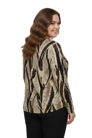 Kadın V Yaka Baskılı 2 Düğmeli Bluz BGL-ST05095