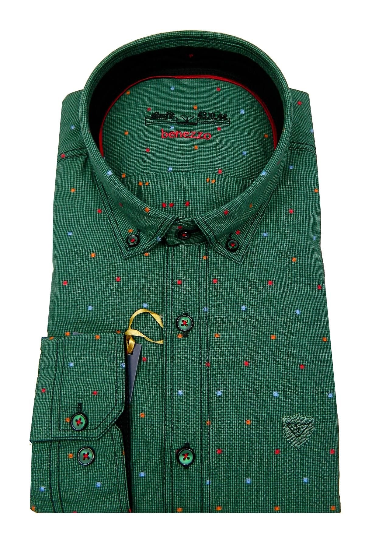 Erkek Slim Fit Puantiyeli Gömlek 59217