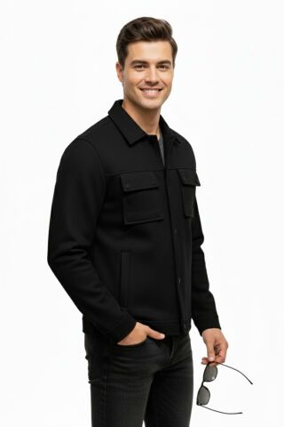 Erkek Siyah Silim Fit Mevsimlik Süet Spor Mont BGL-ST05016