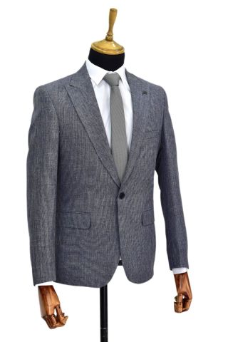 Erkek Lacivert Tek Spor Ceket Çift Yırtmaçlı BGL-ST03979