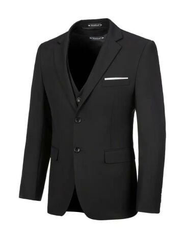 Erkek Lacivert Silim Fitt Yelekli Takım Elbise BGL-ST04304