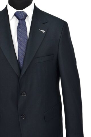 Erkek Lacivert Armürlü 4 Drop Çift Yırtmaçlı Takım Elbise BGL-ST04567