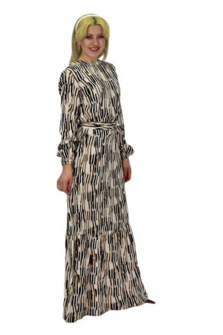 Kadın Empirme Çizğili Elbise BGL-ST03515