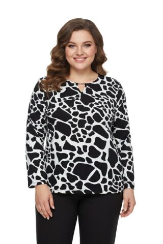 Kadın V Yaka Modelli Baskılı Bluz BGL-ST05103