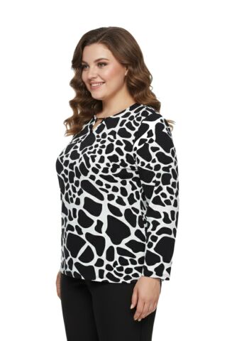 Kadın V Yaka Modelli Baskılı Bluz BGL-ST05103