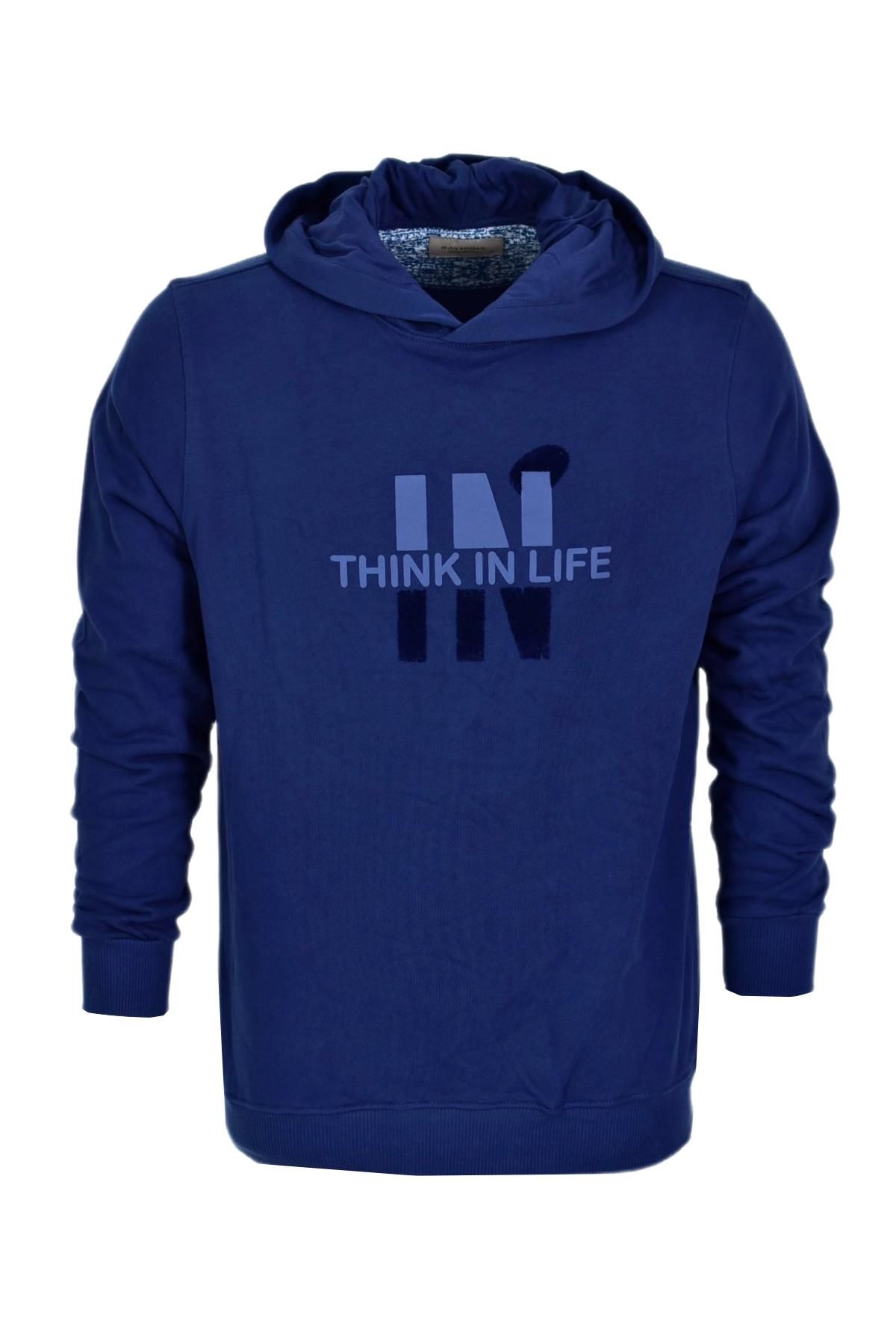 Erkek Kapüşonlu Baskılı Basic Sweatshirt R2222 BGL-ST03194