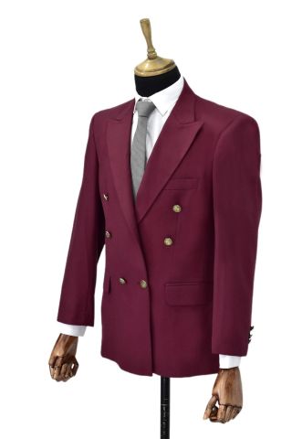 Erkek Bordo Renk, Kruvaze Tek Ceket Sivri Yaka BGL-KRV001