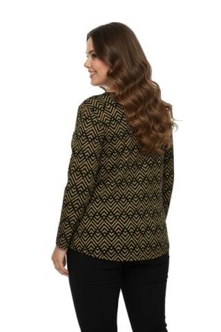 Kadın V Yaka Modelli Baskılı Bluz BGL-ST05104