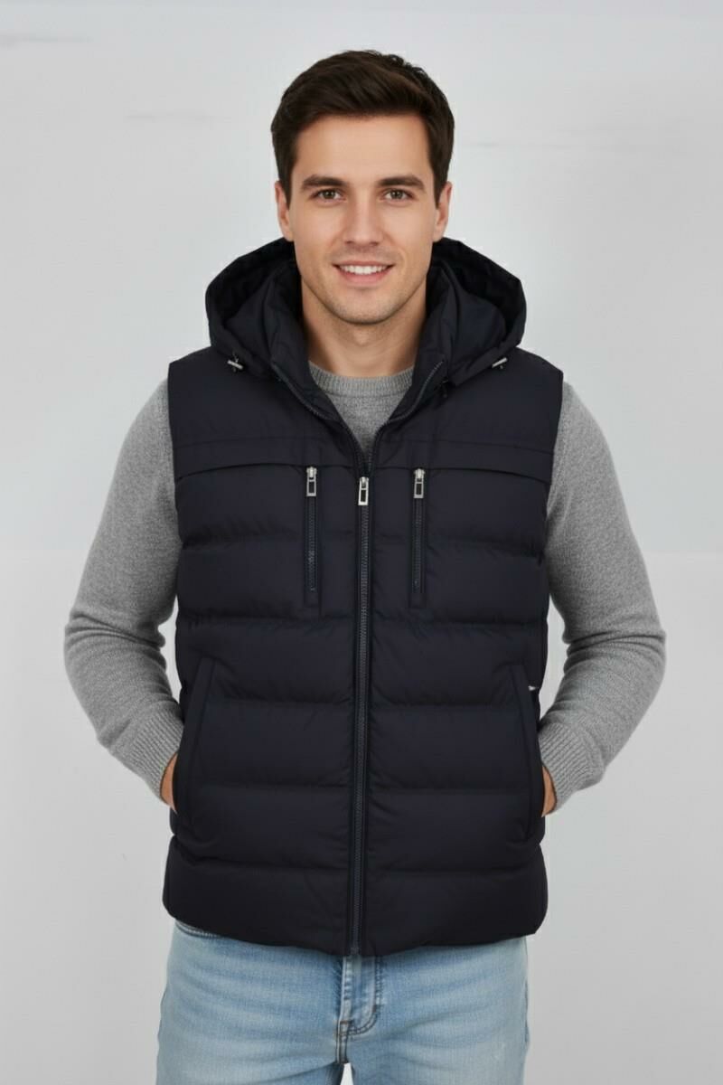Erkek Kapüşonlu Spor Yelek 4021 BGL-ST04900
