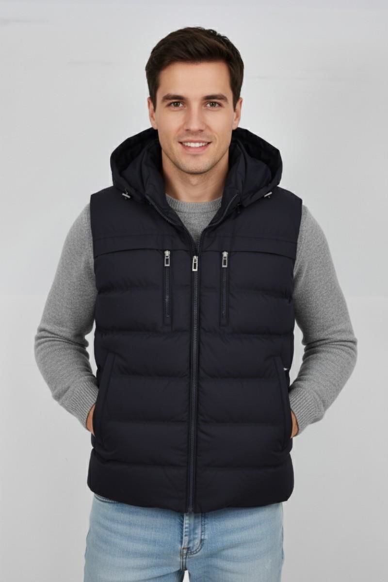 Erkek Kapüşonlu Spor Yelek 4021 BGL-ST04900